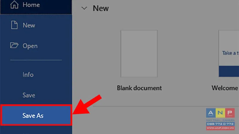 Chọn lệnh Save As (Lưu dưới dạng) để lưu file Word sang định dạng web page.