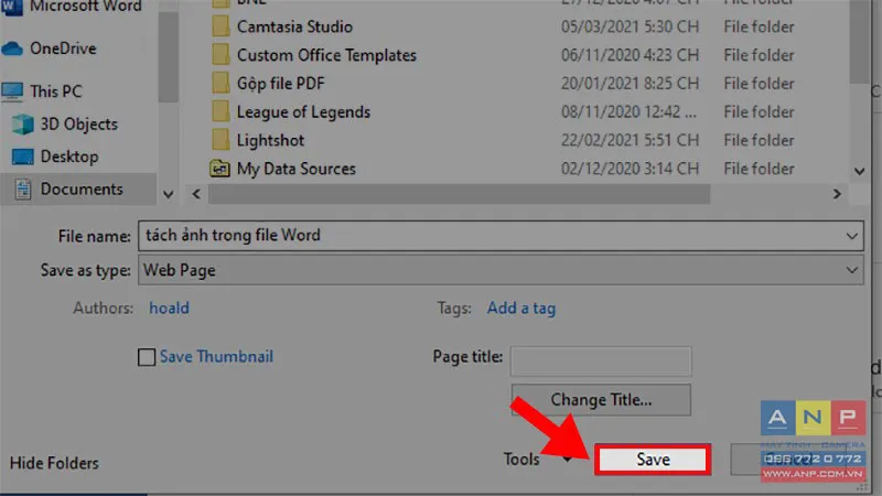 Nhấn nút Save để hoàn tất việc lưu tài liệu và trích xuất các tệp hình ảnh riêng biệt.