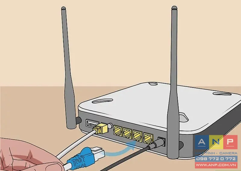 Chuẩn bị cáp mạng thứ hai để kết nối trực tiếp từ cổng LAN của Router đến laptop