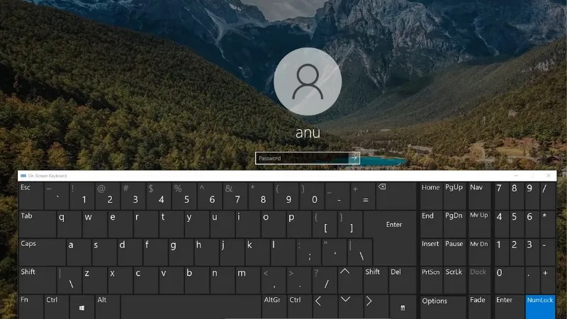 Bàn phím ảo xuất hiện trên Lock Screen, giúp người dùng đăng nhập