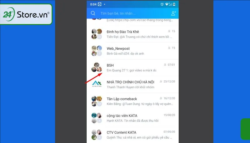 Tìm kiếm nhóm có chứa thành viên muốn xóa