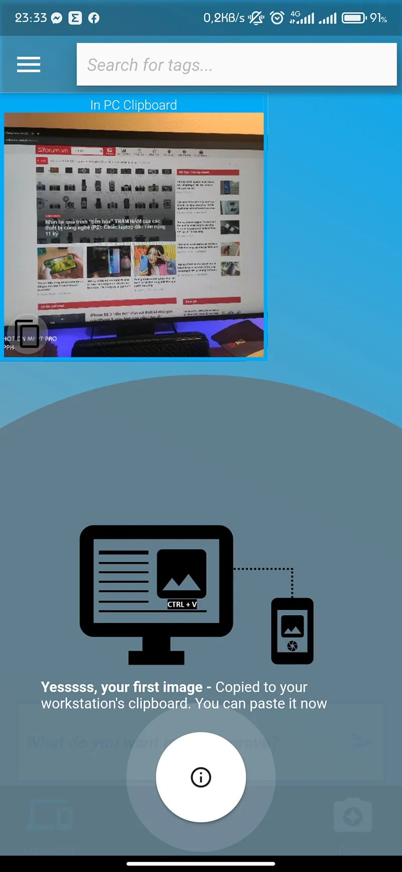 Ảnh vừa chụp đã hiển thị trên phần mềm máy tính, sẵn sàng để dán vào tài liệu