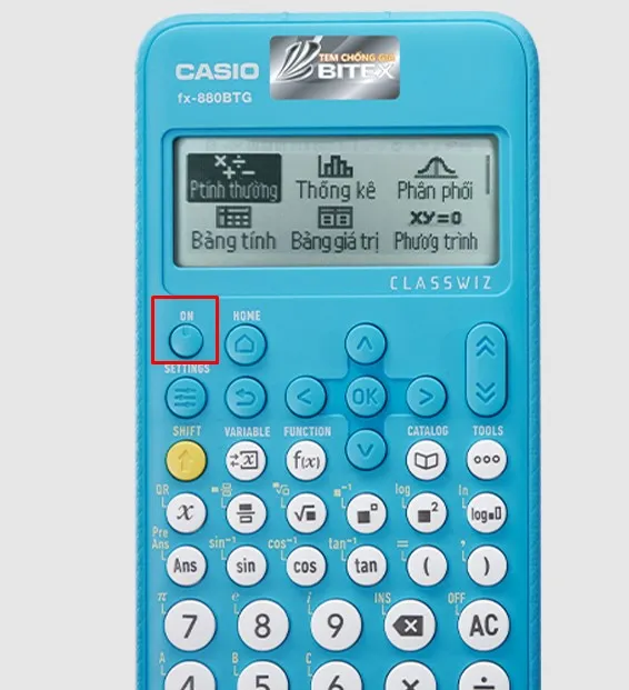 Cách bật máy tính Casio FX 880BTG