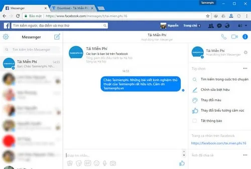 Chi tiết giao diện ứng dụng Messenger Desktop, hiển thị cột bạn bè và khung chat