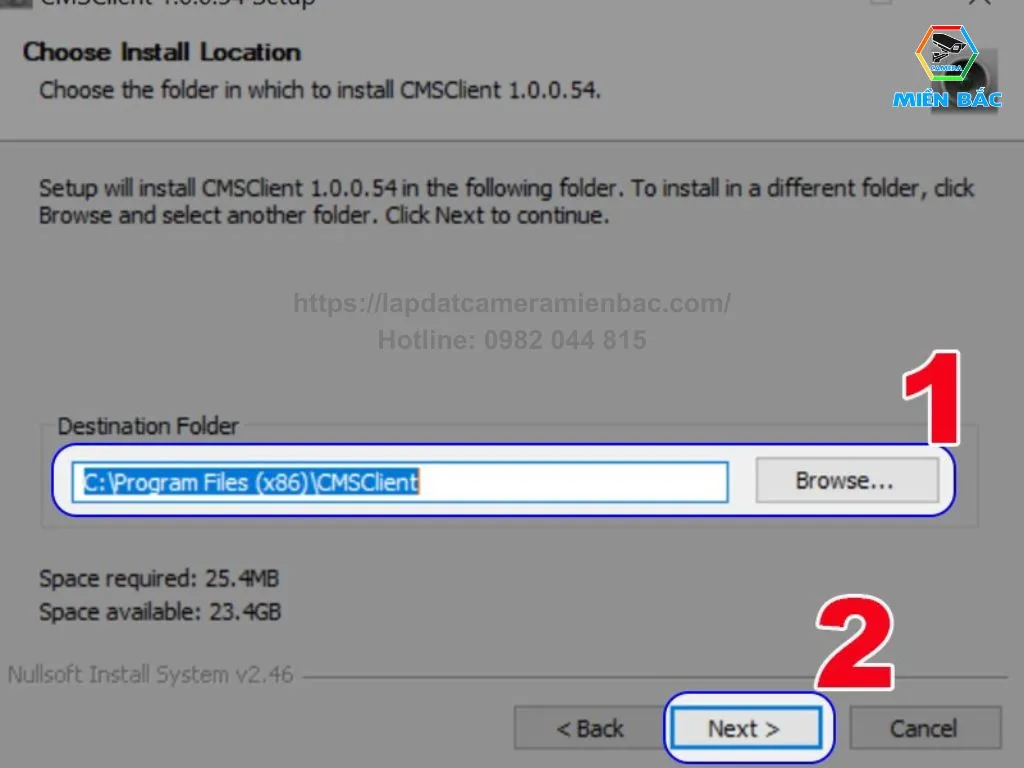 Cửa sổ chọn thư mục lưu trữ cho phần mềm xem camera máy tính CMS Client