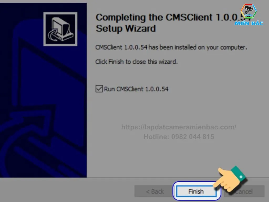Hoàn thành quá trình cài đặt phần mềm để sử dụng camera máy tính Yoosee bằng cách nhấn Finish