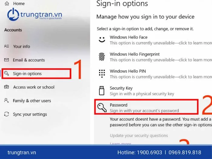 Giao diện hộp thoại thay đổi mật khẩu bằng tổ hợp phím Ctrl + Alt + Delete trên hệ điều hành Windows 10