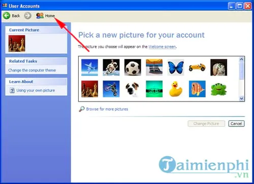Chọn tài khoản người dùng cần đặt mật khẩu bảo vệ