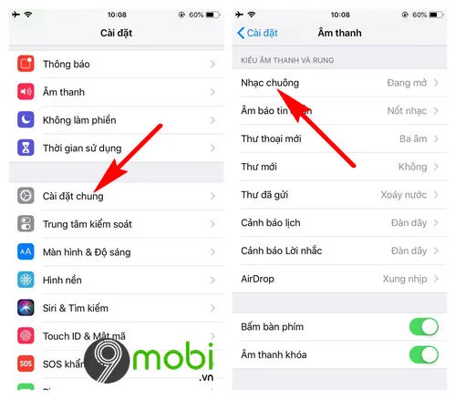 Hoàn tất việc chép nhạc chuông, người dùng truy cập Cài đặt > Âm thanh trên iPhone để thiết lập.