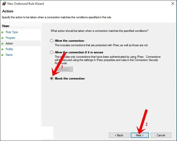 Chặn kết nối cho ứng dụng