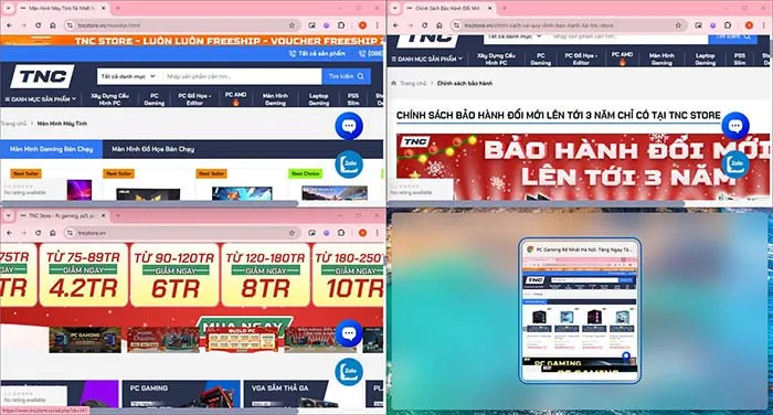 Kỹ thuật chia màn hình làm 4 phần trên máy tính Windows bằng phím tắt nâng cao
