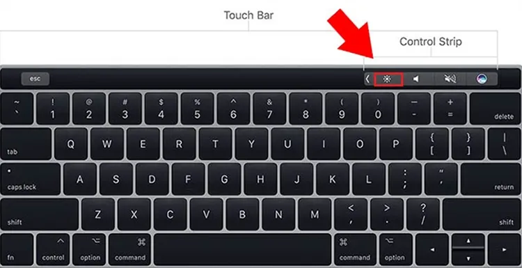 Cách tăng giảm độ sáng màn hình MacBook bằng Touch Bar