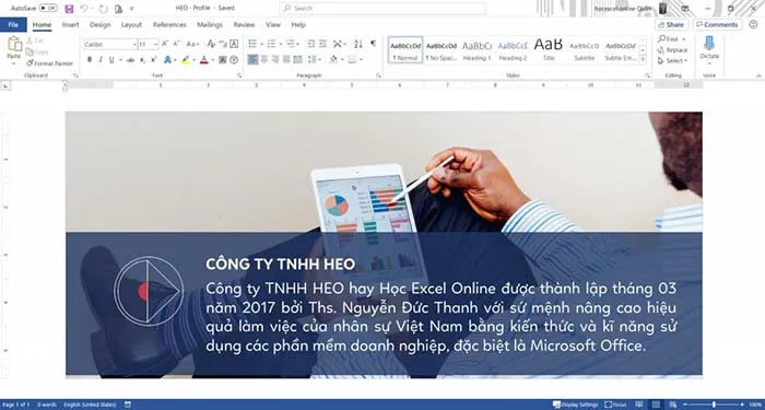 Giao diện chỉnh sửa nội dung văn bản file PDF trực tiếp trong Microsoft Word 2016.