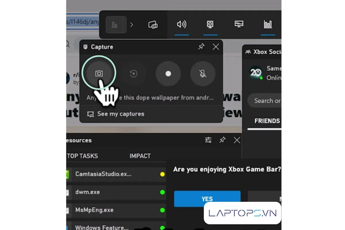 Giao diện Xbox Game Bar, hỗ trợ chụp màn hình pc khi chơi game