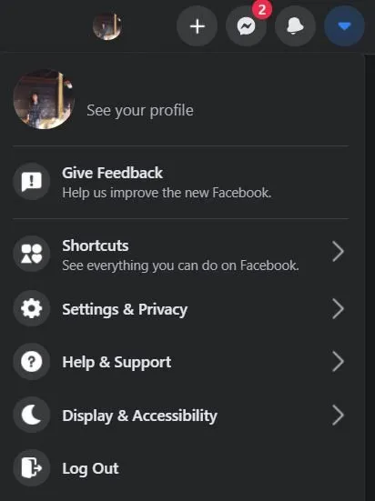 Truy cập menu Settings & Privacy (Cài đặt & Quyền riêng tư) để thực hiện allintitle:cách chuyển facebook sang tiếng việt trên máy tính