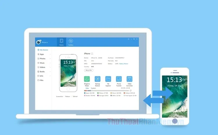 Giao diện tổng quan iTools trên PC, mô tả cách copy ảnh từ iPhone vào máy tính bằng iTools hiệu quả