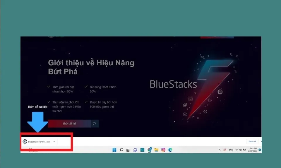 Bắt đầu quy trình cài đặt phần mềm giả lập BlueStacks App Player trên Windows