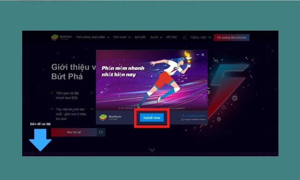 Tiến hành cài đặt ngay BlueStacks để thực hiện cách đăng bài trên zalo từ máy tính