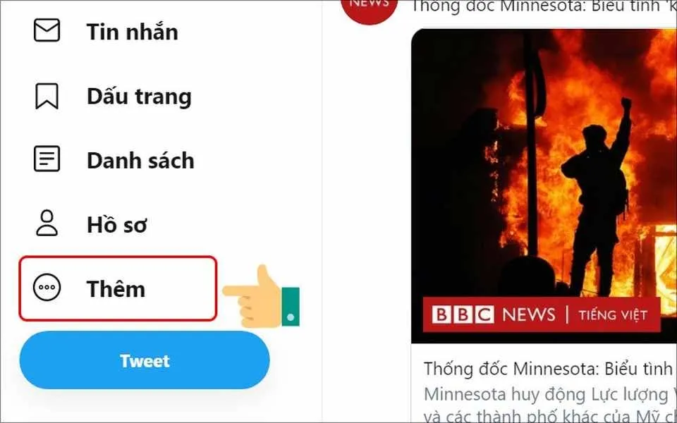 Hình ảnh minh họa vị trí nút More hoặc tùy chọn hồ sơ trên giao diện Twitter