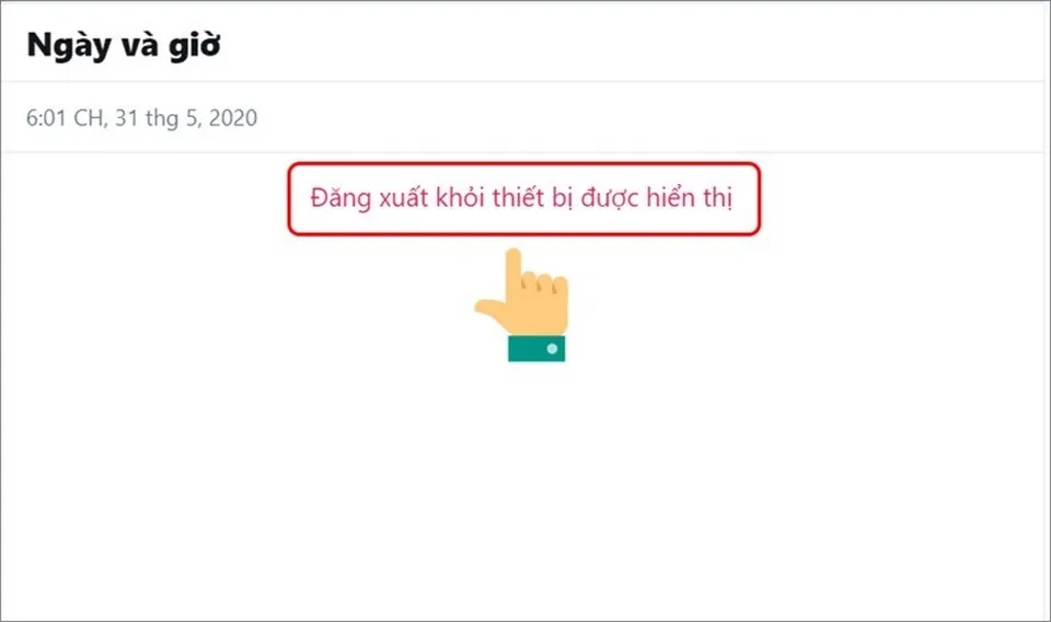 Thao tác xác nhận đăng xuất từ xa khỏi một thiết bị đã chọn trong danh sách phiên hoạt động.