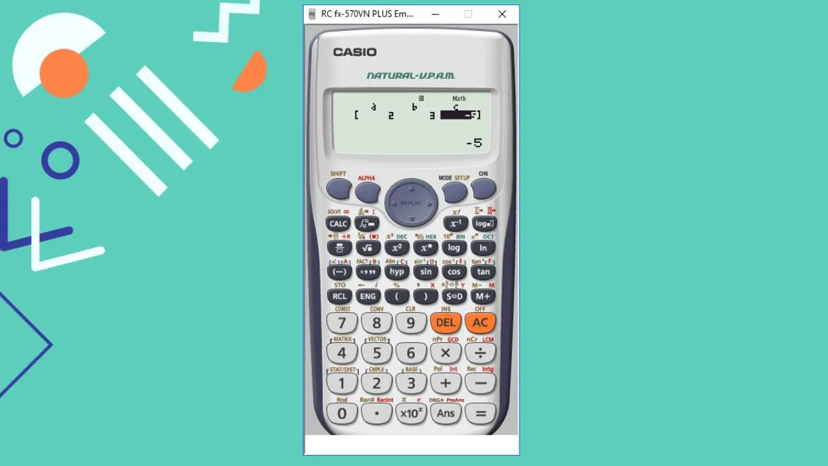 Minh họa cách nhập hệ số để giải phương trình bậc hai trên máy tính Casio