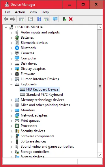 Xem danh sách driver bàn phím trong Device Manager khi máy tính bị lag