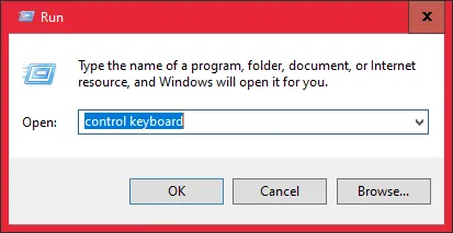 Sử dụng lệnh control keyboard để mở hộp thoại tùy chỉnh thuộc tính bàn phím