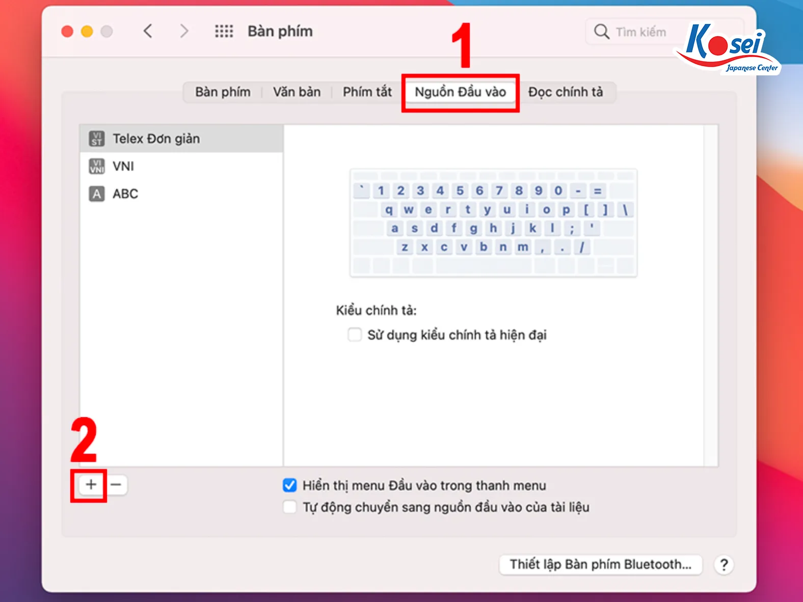 Hình ảnh minh họa cửa sổ Keyboard trong System Preferences của macOS