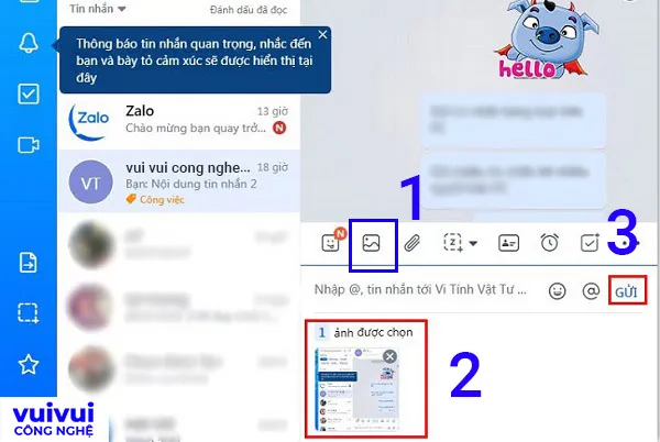 Cách gửi tin nhắn kèm ảnh qua Zalo trên máy tính