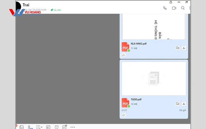 Xác nhận hoàn tất việc gửi tài liệu PowerPoint qua ứng dụng Zalo PC