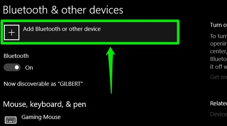 Chọn Add Bluetooth or other device để bắt đầu tìm kiếm tivi không dây
