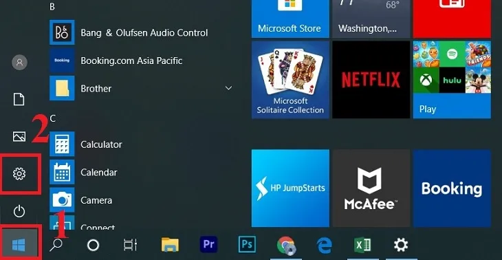 Nhấn nút Start và chọn mục Settings để bắt đầu quy trình ngắt kết nối tivi