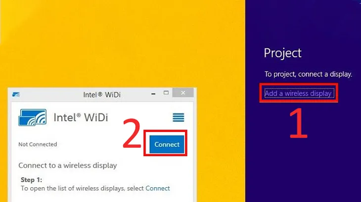 Giao diện Project trên Windows 8.1 cho phép người dùng thêm Wireless Display để kết nối tivi