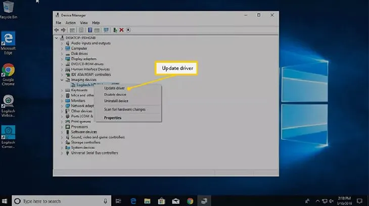 Chọn "Cập nhật driver" để xem Windows có tìm thấy phần mềm hay không