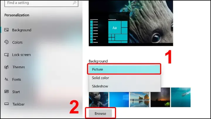 Cài đặt hiển thị (Display settings) trên Windows để làm full màn hình