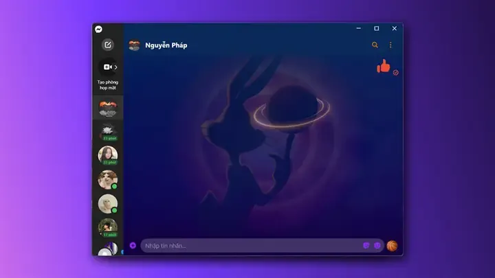 Giao Diện Messenger Màu Đen Trên Máy Tính PC Minh Họa Chế Độ Dark Mode