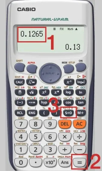 Kết quả làm tròn số 3.14159... thành 3.14 sau khi thiết lập chế độ FIX trên máy tính Casio