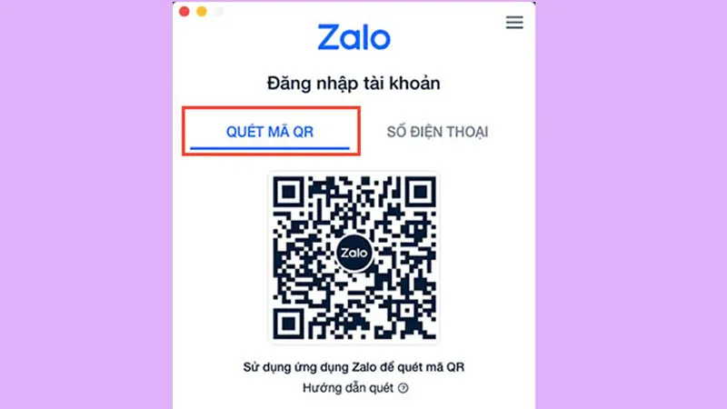 Chọn đăng nhập Zalo bằng mã QR Code trên giao diện Zalo PC