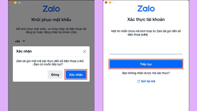 Bước 2: Nhập mã xác nhận OTP nhận được qua tin nhắn để xác thực tài khoản Zalo trên máy tính