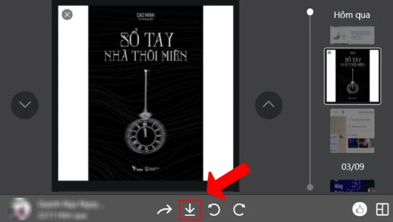 Biểu tượng mũi tên chỉ xuống để lưu ảnh Zalo đơn lẻ về thư mục máy tính