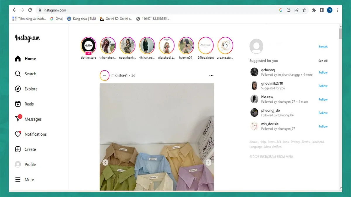 Bước 1: Cách lưu ảnh trên Instagram về máy tínhbằng phím F12