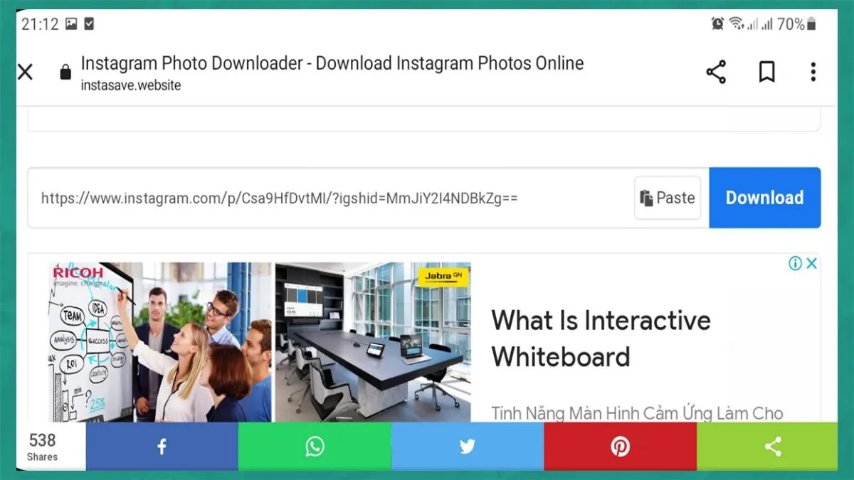 Bước 2: Cách lưu ảnh từ Instagram bằng web Instasave
