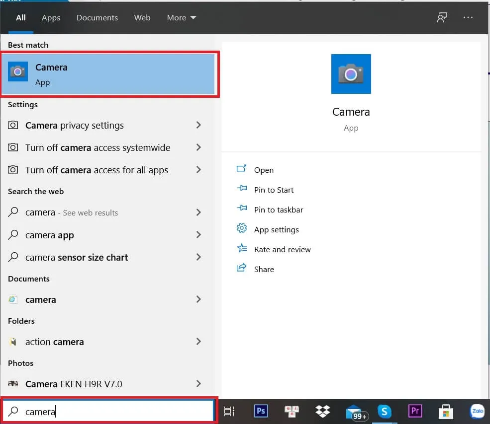 Các Bước Thực Hiện Thao Tác Mở Camera Máy Tính Win 7 Qua Tìm Kiếm Trong Menu Start