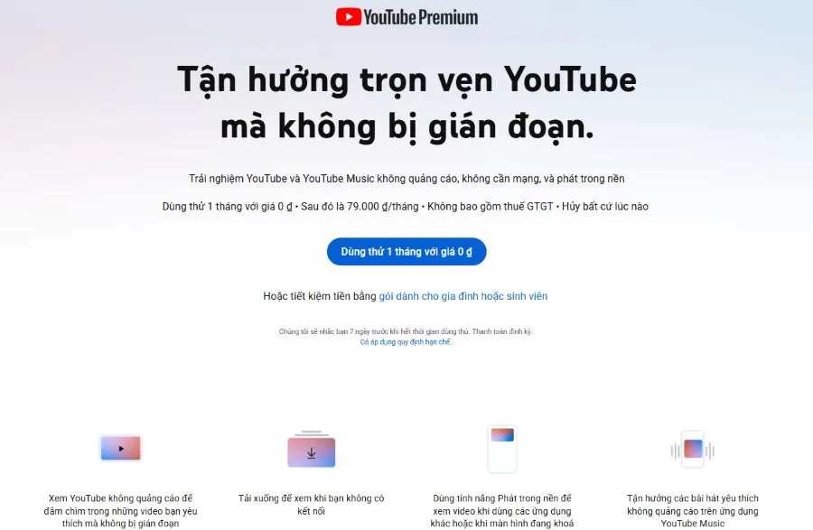 Lợi ích của YouTube Premium giúp nâng cao trải nghiệm xem video không quảng cáo sau khi đã biết cách phóng to màn hình youtube trên máy tính.