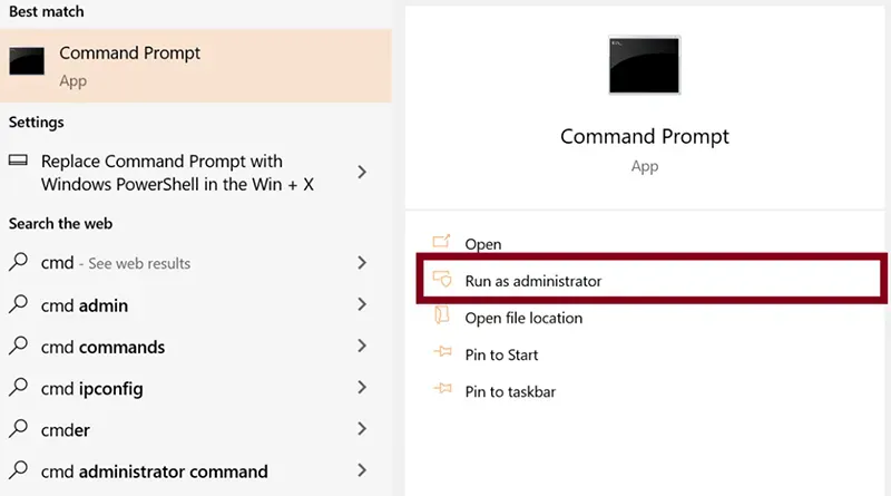 Cách mở Command Prompt với quyền truy cập quản trị viên trên Windows