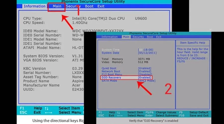 Kiểm tra và kích hoạt D2D Recovery