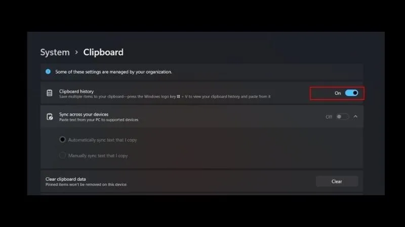 Hướng dẫn bật Clipboard History trên Windows 10 và Windows 11 bằng Settings