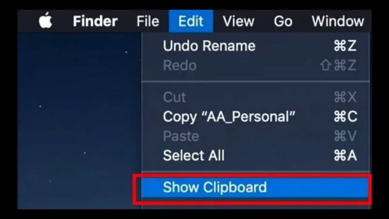 Cách xem Clipboard trên MacBook thông qua Finder và menu Edit