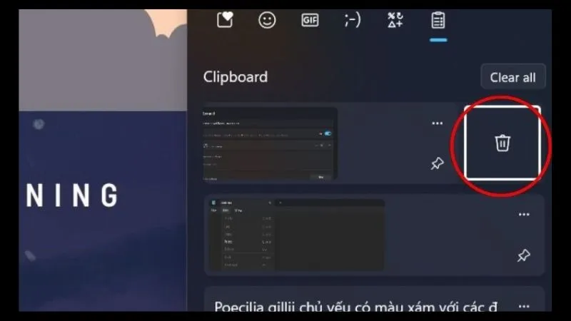 Xóa dữ liệu lịch sử sao chép trên Windows bằng cách thủ công trong Clipboard History
