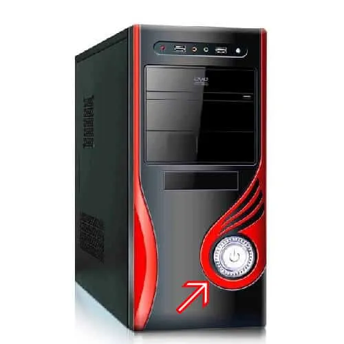 Vị trí nút nguồn Power On Off trên thùng máy tính
